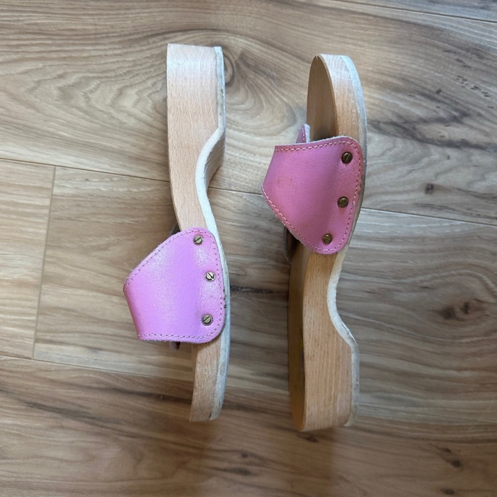 Final Price Drop - Pink Dr. Scholl’s Wooden Sandals 8 - Picture 2 of 3